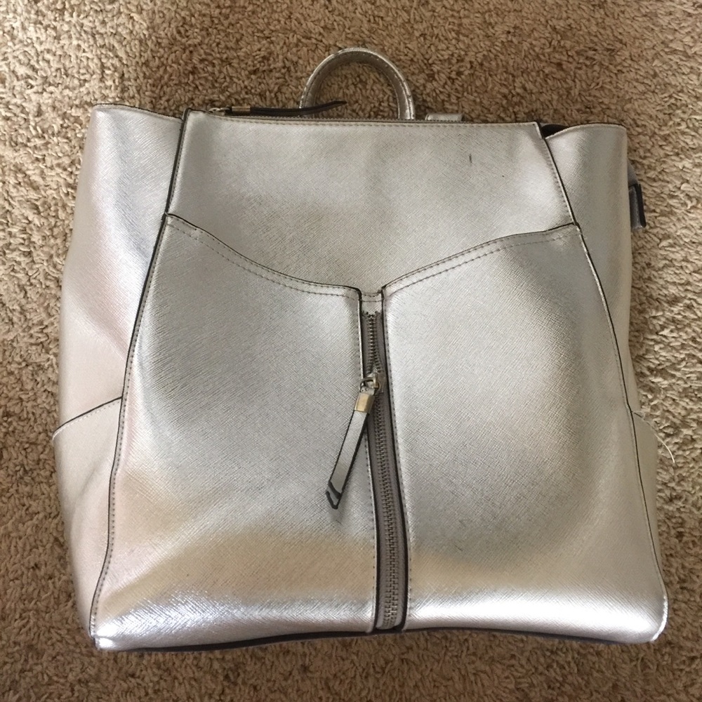 New Look silver backpack